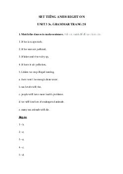 Sách bài tập Right on 8 unit 3 3e Grammar