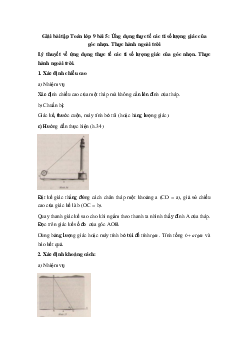 Giải bài tập Toán lớp 9 bài 5: Ứng dụng thực tế các tỉ số lượng giác của góc nhọn. Thực hành ngoài trời