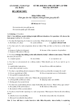 Kì thi chọn đội tuyển chính thức dự thi HSG quốc gia lớp 12 THPT tỉnh Sóc Trăng năm học 2020-2021 môn thi Tiếng Anh