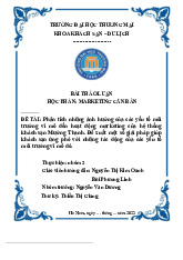 Phân tích những ảnh hưởng của các yếu tố môi trường vĩ mô đến hoạt động marketing của hệ thống khách sạn Mường Thanh | Bài thảo luận marketing căn bản