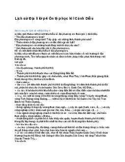 Lịch sử Địa lí lớp 4 Ôn tập học kì I  | Cánh Diều