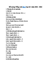 Đề cương học kì 1 năm 2022 – 2023 môn Tiếng Anh lớp 3