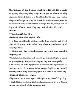 Giải SGK Lịch sử và Địa lý 8 vấn đề chung 1: Văn minh châu thổ sông Hồng và sông Cửu Long | Kết nối tri thức