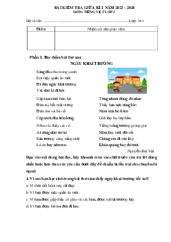 Đề thi giữa học kì 1 môn Tiếng Việt 3 năm 2023 - 2024 (Đề 2) | Cánh diều