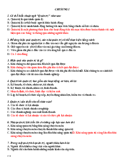 Câu hỏi trắc nghiệm ôn tập môn Quản trị học nội dung chương I