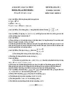 Đề thi học kì 1 Toán 11 năm 2019 – 2020 trường THCS&THPT Trí Đức – TP HCM