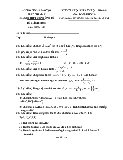 Đề thi học kì 1 Toán 10 năm 2019 – 2020 trường Giồng Ông Tố – TP HCM
