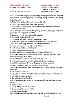 Đề Thi Giữa HK2 Sử 9 THCS Bát Tràng 2021-2022 (Có Đáp Án)