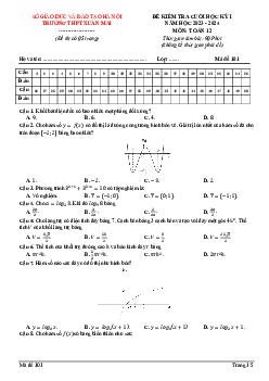 Đề cuối học kỳ 1 Toán 12 năm 2023 – 2024 trường THPT Xuân Mai – Hà Nội