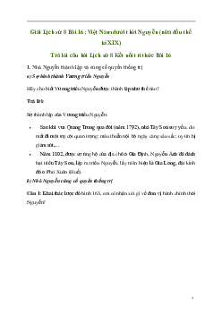 Giải  sử 8 Bài 16: Việt Nam dưới thời Nguyễn (nửa đầu thế kỉ XIX) | Kết nối tri thức