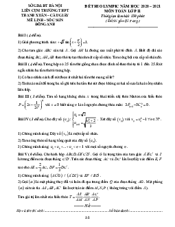 Đề Olympic Toán 11 năm 2020 – 2021 liên cụm trường THPT – Hà Nội