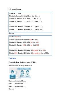 Vở bài tập Toán lớp 4 trang 97 Bài 35: Thế kỉ Chân trời sáng tạo
