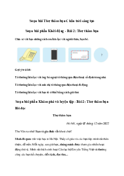 Soạn bài Thư thăm bạn trang 107 | Tiếng việt 3 Chân trời sáng tạo