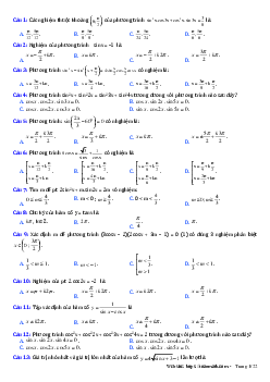 Top 232 bài tập trắc nghiệm hàm số lượng giác và phương trình lượng giác có đáp án