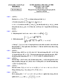 Đề thi học sinh giỏi Toán 12 cấp tỉnh năm 2020 – 2021 sở GD&ĐT Bình Phước