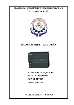 Bìa báo cáo thực tập | Bác cáo thực tập | Trường Cao đẳng Kỹ thuật Công nghệ Nha Trang