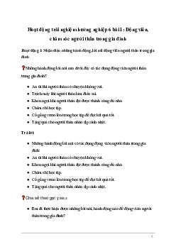 Giải Hoạt động trải nghiệm 6: Động viên, chăm sóc người thân trong gia đình | Kết nối tri thức
