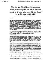 Gốc văn hóa Đông Nam Á và ảnh hưởng đến đời sống Việt Nam môn Cơ sở văn hóa| Trường Đại học Hà Nội
