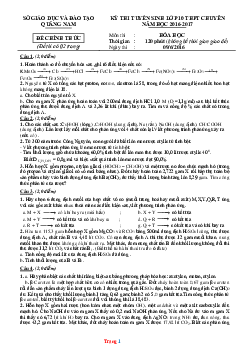 Đề thi tuyển sinh lớp 10 THPT Chuyên năm 2016-2017 môn hóa học Sở GD Quảng Nam (có lời giải)