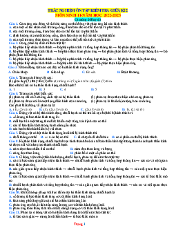 Trắc nghiệm ôn tập kiểm tra giữa kỳ II năm 2022-2023 môn sinh học 11 Cảm ứng ở động vật