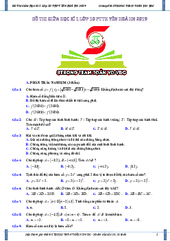 Đề thi giữa HK1 Toán 10 năm học 2018 – 2019 trường THPT Yên Hòa – Hà Nội
