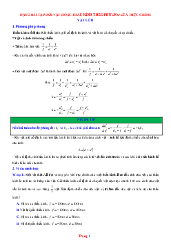 Dạng bài tập dời vật hoặc thấu kính có lời giải chi tiết