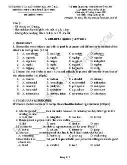 Kỳ thi olympic truyền thống 30-4 lần thứ XVIII năm 2012 môn Tiếng Anh 11 - Đề Thi Chính Thức