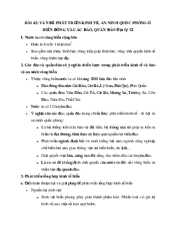 Địa Lý 12 bài 42: Vấn đề phát triển kinh tế, an ninh quốc phòng ở biển Đông và các đảo, quần đảo