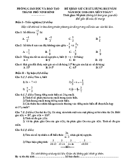 Đề KSCL đầu năm 2018 – 2019 Toán 7 phòng GD và ĐT thành phố Ninh Bình