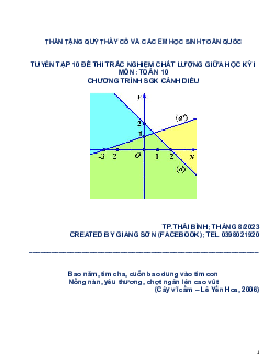 Tuyển tập 10 đề thi trắc nghiệm giữa học kỳ 1 môn Toán 10 Cánh Diều