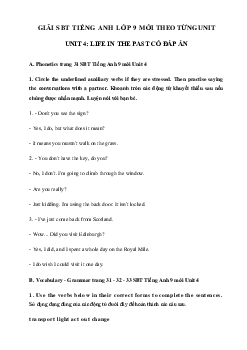 Giải SBT Tiếng Anh 9 mới Unit 4: Life in the past