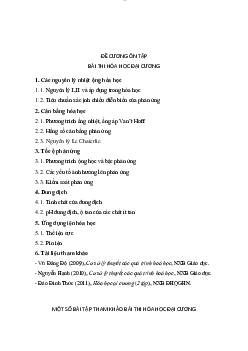 Đề cương bài tập ôn tập môn Hóa đại cương chi tiết và có hướng dẫn giải | Đại học Y dược thành phố Hồ Chí Minh