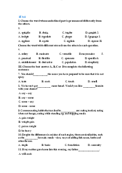 Đề kiểm tra học phần Tiếng anh cơ bản