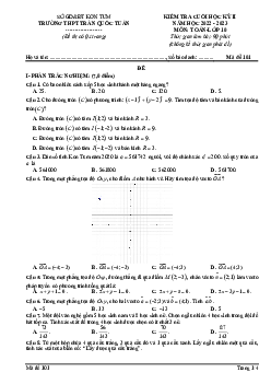 Đề cuối kỳ 2 Toán 10 năm 2022 – 2023 trường THPT Trần Quốc Tuấn – Kon Tum