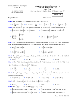 Đề kiểm tra chất lượng HK2 Toán 12 năm 2017 – 2018 sở GD và ĐT Gia Lai