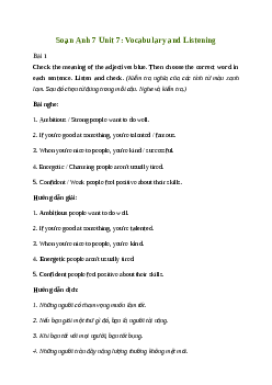 Giải Tiếng Anh 7 Unit 7: Vocabulary and Listening | Friends Plus