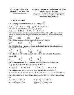 Đề thi HK1 Toán 11 năm học 2017 – 2018 trường THPT Kim Liên – Hà Nội