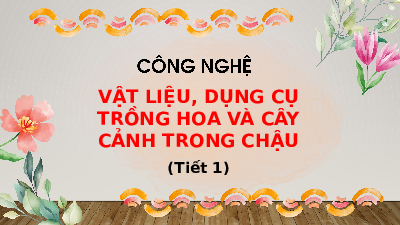 Giáo án điện tử Công nghệ 4 Bài 2 Chân trời sáng tạo: Vật liệu, dụng cụ trồng hoa và cây cảnh trong chậu
