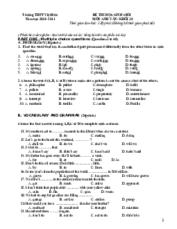 Đề thi học sinh giỏi Tiếng Anh 10 THPT Việt Đức - Hà Nội năm 2010-2011( có đáp án)