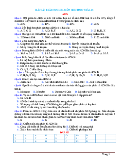 Trắc Nghiệm Sinh 9 Bài 15: ADN (Có Đáp Án)