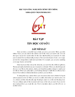 Bài tập môn Tin học cơ sở nội dung bằng tiếng Anh | Học viện Công nghệ Bưu chính Viễn thông