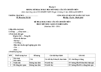 Kế hoạch giáo dục môn Lịch sử 6 sách Chân trời sáng tạo