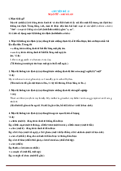 Chuyên đề ngữ pháp Tiếng Anh: chuyên đề 13 mạo từ-articles