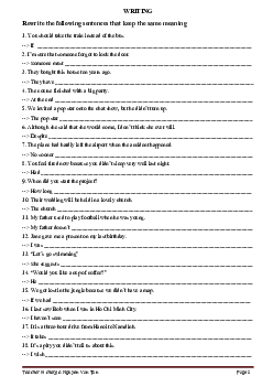 544 câu viết lại câu theo cấu trúc câu dành cho HSG Tiếng Anh THCS