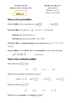 Đề thi HK2 Toán 11 năm học 2016 – 2017 trường THPT Lý Thánh Tông – Hà Nội