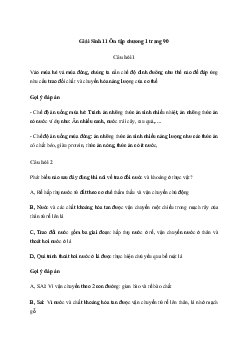 Giải Sinh học 11: Ôn tập chương I | Chân trời sáng tạo