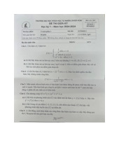 Đề thi giữa HKI học phần Vi tích phân 1 năm 2024 - 2025 | Trường Đại học Khoa học tự nhiên, Đại học Quốc gia Thành phố Hồ Chí Minh