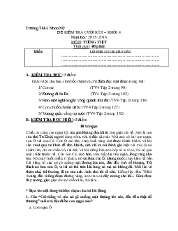 Đề thi học kì 2 môn Tiếng Việt lớp 4 trường tiểu học A Nhơn Mỹ, An Giang năm 2015 - 2016