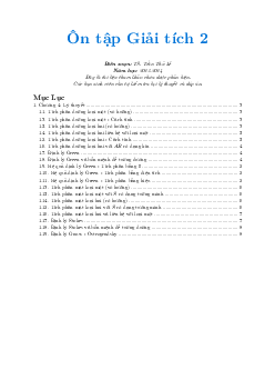 Tài liệu ôn tập chương 4 môn Giải tích 2 | Đại học Kỹ thuật Công nghệ - Cần Thơ