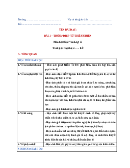 Bài 1: Thông điệp từ thiên nhiên - Giáo án Văn 11 Chân trời sáng tạo